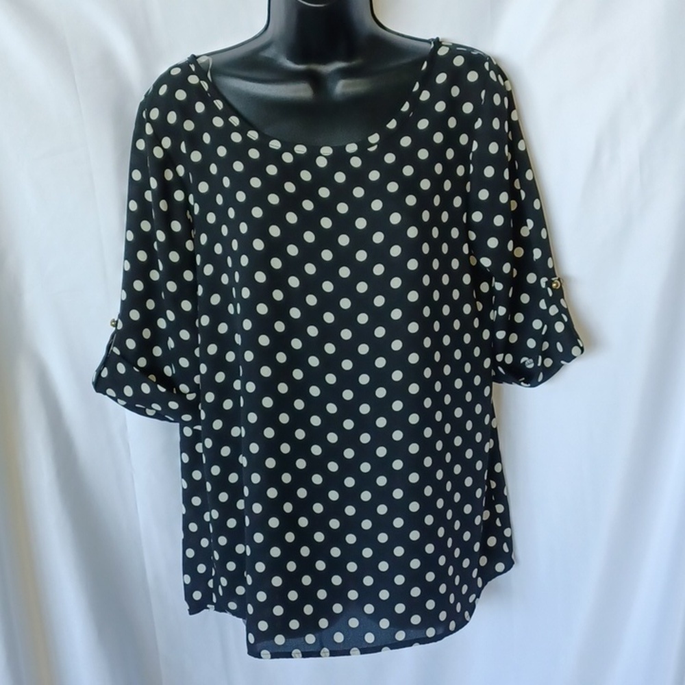 Jun & Ivy Polka Dot with Big Bow in Back Top Size M